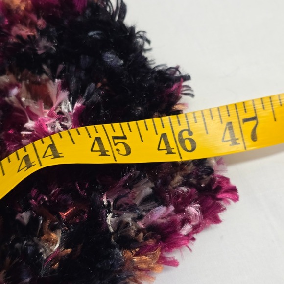 Handmade Knit Scarf Plum Magenta Black Fluffy Yarn Women‎ - Picture 6 of 6